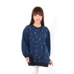 Baju Atasan Sweater Wanita Motif Panah Navy